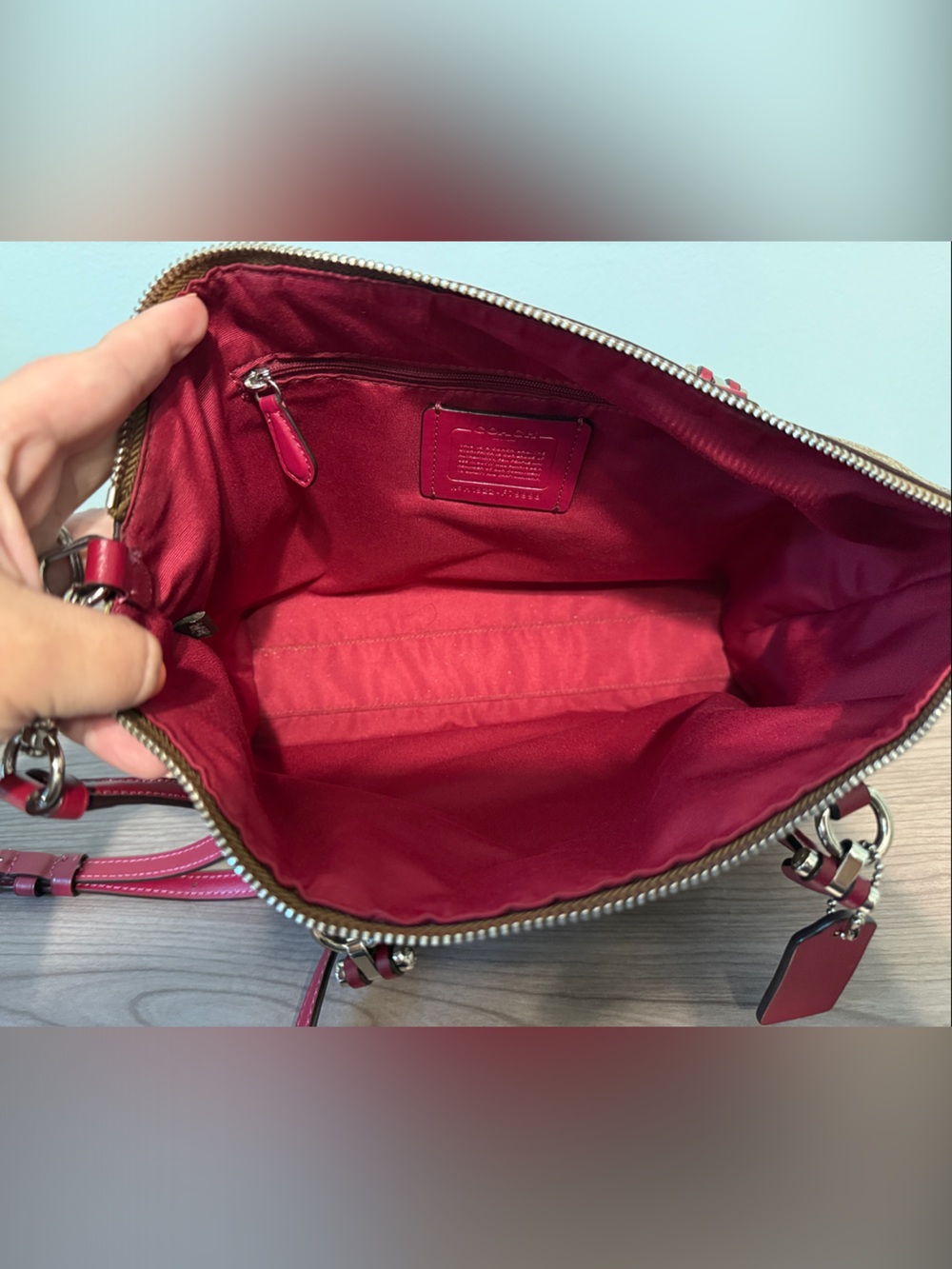 Coach Light Khaki/1941 Red Prairie Satchel in Signature Canvas - Picture 4 of 7